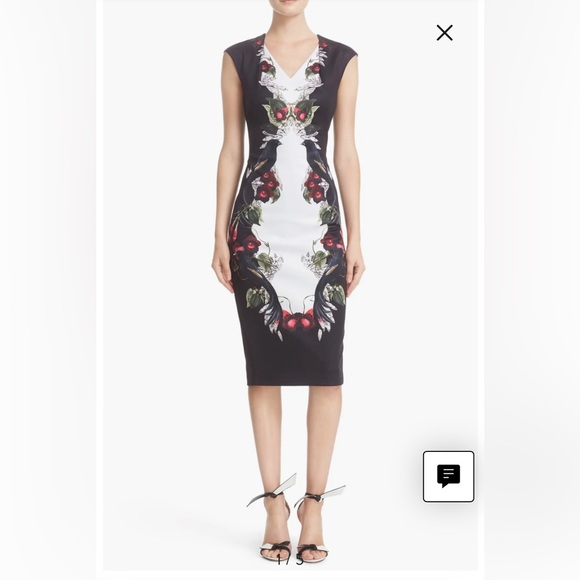Ted Baker 'Bejewelled Shadows' Print Front Body-Con Dress - Picture 7 of 12